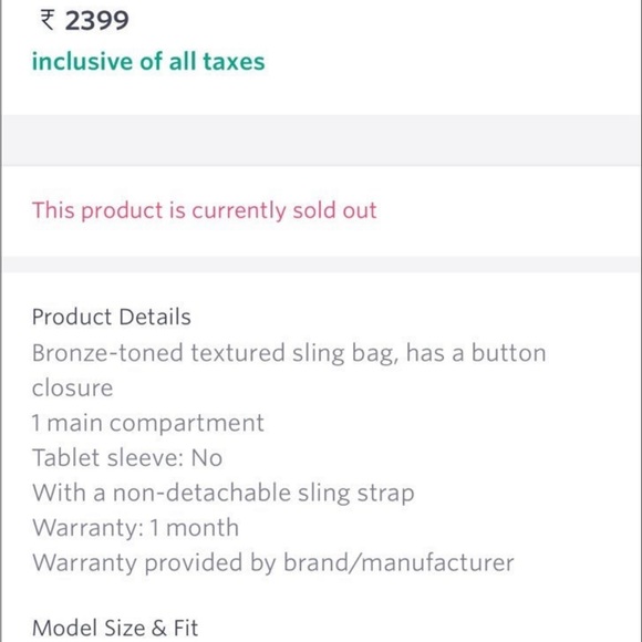 Ceriz Bronze Tone Sling Bag adjustable strap NWOT - Picture 12 of 12